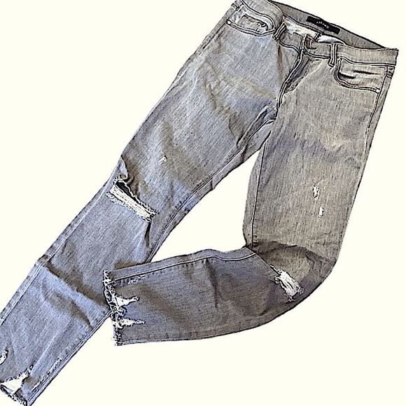 J brand jeans, size 26 stretch Skinny Straight, gray , distressed *see photos - Picture 1 of 10